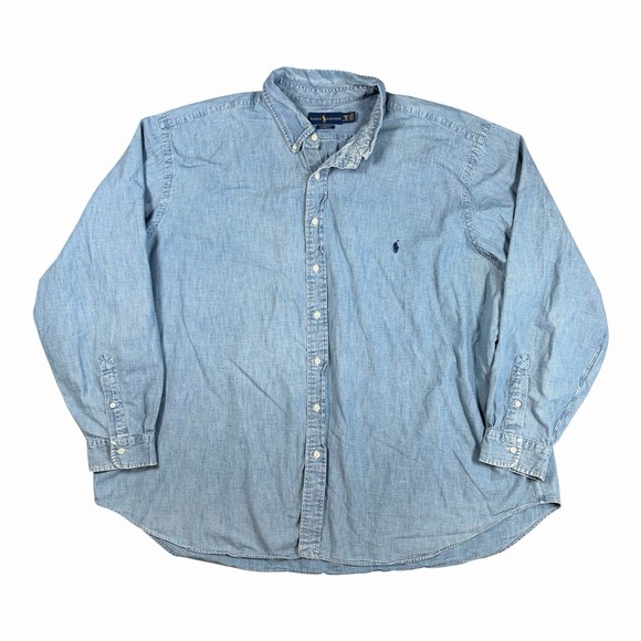 Polo Ralph Lauren Other - Vintage Polo Ralph Lauren Denim Chambray Shirt Mens 4XB Indigo Button Up Pony
